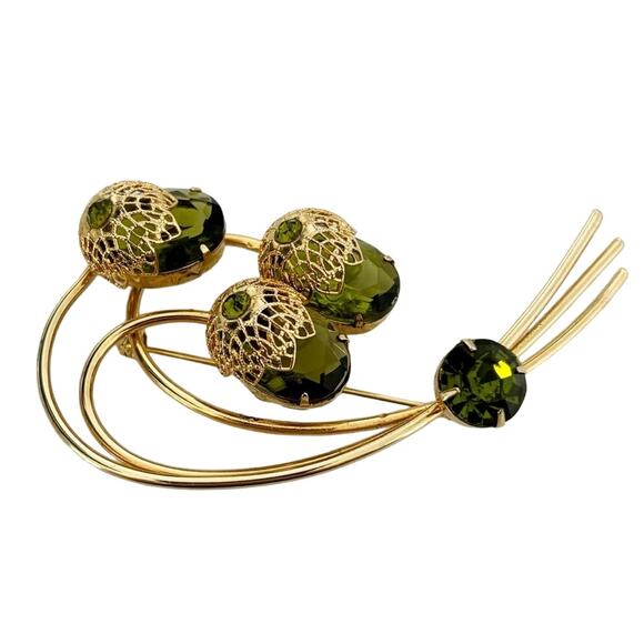 Vintage Sarah Coventry Touch of Elegance Brooch and Earring Set Green - Picture 11 of 16